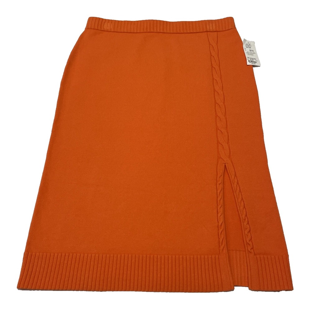NWT Etcetera Sun‎ Flare Orange Cable Knit Sweater Skirt Women's Large